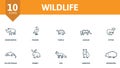 Wildlife icon set. Contains editable icons wild animals theme such as rhinoceros, turtle, otter and more.