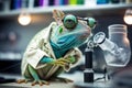 Scientist Chameleon Conducts Lab Research