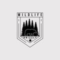 Wildlife logo vector illustration design. silhouette grizzly bear badge symbol