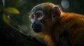 Wildlife, Monkey Sitting On A Branch of A Tree, Close Up Portrait of A Common Monkey, Macaque Monkey