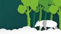 Wildlife panda with manipulation concept. Minimalism deign in paper cut and craft style. Art digitalcraft for world environment