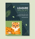 Wildlife Park Animals Social Media Poster Template Flat Cartoon Background Vector Illustration