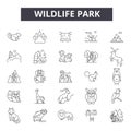 Wildlife park line icons, signs, vector set, linear concept, outline illustration Royalty Free Stock Photo