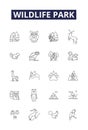 Wildlife park line vector icons and signs. Park, Safari, Animals, Wildlife Park, Zoo, Nature, Sanctuary, Reserve outline