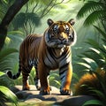 wildlife photograph of a tiger in forest ai generated