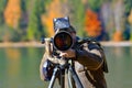 Wildlife photographer outdoor Royalty Free Stock Photo