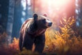 Wildlife predator forest bear nature dangerous wild mammal Generative AI