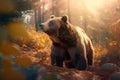 Wildlife predator forest bear nature dangerous wild mammal Generative AI