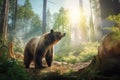 Wildlife predator forest bear nature dangerous wild mammal Generative AI