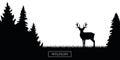 Wildlife reindeer silhouette in the forest on the meadow black and white Royalty Free Stock Photo