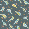 Wildlife retro vintage bird applepattern