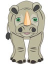 Vector illustration of the cartoon of the wildlife rhinoceros