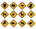 Wildlife road signs. Animal traffic sign. Royalty Free Stock Photo