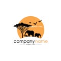 Wildlife, safari, journey, trip, tour, travel, africa logo design vector,