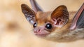 A captivating closeup of a Brown Bat with striking big eyes, curious ears, and detailed fur in natural daylight Royalty Free Stock Photo