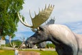 Wildlife statues at an outdoor museum in the yukon