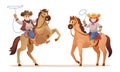 Wildlife western cute cowboy and cowgirl riding horse