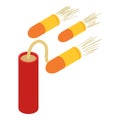 Wildwest weapon icon isometric vector. Dynamite stick with wick flying bullet Royalty Free Stock Photo