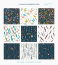 Wildwood floral seamless pattern collection. Vector forest print