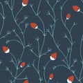 Wildwood floral seamless pattern. Vector forest print.