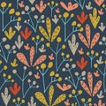 Wildwood floral seamless pattern. Vector forest print.