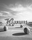 Wildwoods sign, at the beach in Wildwood, New Jersey