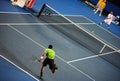 Wilfred Tsonga serves to Philipp Petzschner Royalty Free Stock Photo
