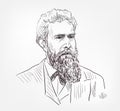 Wilhelm Conrad Rontgen famous German physician medical scientist vector sketch illustration Royalty Free Stock Photo