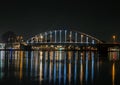 The Wilhelmina bridge near Deventer in the Netherlands by night Royalty Free Stock Photo