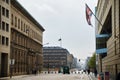 Wilhelmstrasse with flag on British Embassy wall in Berlin Royalty Free Stock Photo