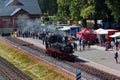 Wilkau-Hasslau, Germany - June 4, 2023: Retro steam locomotive at the railway station museum in Wilkau-Hasslau, a town in the Royalty Free Stock Photo