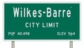 Wilkes-Barre road sign showing population and elevation