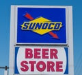 Wilkins Township, Pennsylvania, USA April 16, 2023 The Sunoco and Beer Store on William Penn Highway