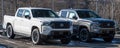 Wilkins Township, Pennsylvania, USA January 15, 2023 Two 2023 Nissan Titan four door pickup trucks for sale