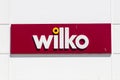Wilko logo advertising sign