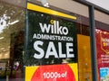 Wilko shop window administration sale sign poster.