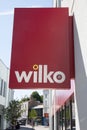 The Wilko sign hanging from a shop in the United Kingdom