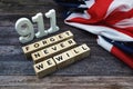 911 We will Never Forget Word alphabet letters on wooden background Royalty Free Stock Photo