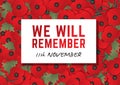 We will remember 11th November - Remembrance Day vector