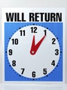 Will Return Sign Royalty Free Stock Photo