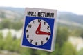 Will Return Sign Royalty Free Stock Photo