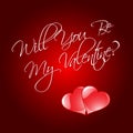 Will You Be My Valentine template on red background