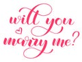 Will you marry me lettering. Vector illustration Royalty Free Stock Photo