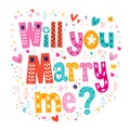 Will you Marry me retro typography lettering decorative text design