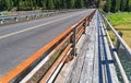 The Willamette National Forest Road 21 bridge over the Willamette River Middle Fork south of Oakridge, Oregon, USA