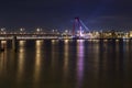 Willemsbrug Bridge and river Meuse at night Royalty Free Stock Photo