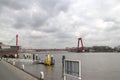 Willemsbrug, red brigde over river Nieuwe Maas in center of Rotterdam in the Netherlands
