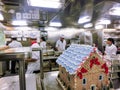 Willemstad, Curacao, Netherlands - December 5, 2019: Kitchen crew work in the galley of a cruise ship in the Caribbean Sea Royalty Free Stock Photo