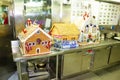 Willemstad, Curacao, Netherlands - December 5, 2019: Kitchen crew work in the galley of a cruise ship in the Caribbean Sea Royalty Free Stock Photo