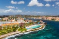 Willemstad in Curacao and the Queen Emma Bridge Royalty Free Stock Photo